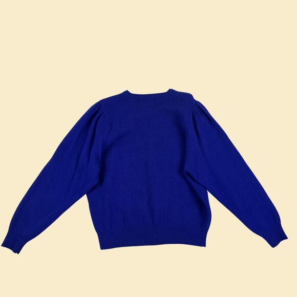 1980s blue cardigan, vintage size M Petite Sophisticate womens button up jacket - Picture 8 of 8